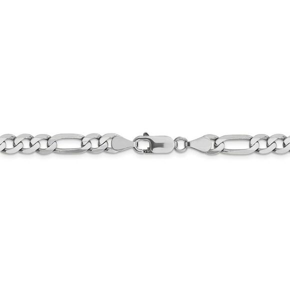 Men's 6mm 14k White Gold Flat Figaro Chain Necklace, 24 Inch - Picture 4 of 8